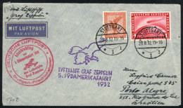Cover Flown By ZEPPELIN, Sent From Stuttgart To Porto Alegre (Brazil) On 28/AU/1932, Special Markings, VF Quality! - Andere & Zonder Classificatie