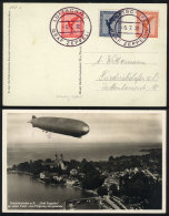 Card With View Of The Zeppelin Flying Over Friedrichshafen, Dispatched Onboard The Airship On 5/JUL/1932, Excellent... - Otros & Sin Clasificación