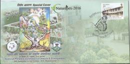 Inde Special Cover, Butterfly Pictorial Cancellation,Butterfly, Snake, Peacock, Birds On Tree, - Peacocks