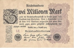 GERMANY 2 MILLION MARK 9.8.1923 P-104a AU/UNC SERIE LE  [ DER104a ] - 2 Millionen Mark