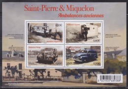 Saint Pierre Et Miquelon F1166 Bloc 4 Timbres Neufs Ambulances Anciennes: Hippotractée, à Patins, Dodge Et Chevrolet - Blocks & Kleinbögen