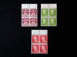 1938,1942,1961 Heftchenblatt (3x) Zifferzeichnung 4 X Mi.-Nr.244a,Christian X 4 X Mi.-Nr.270,Frederik IX 4 Mi.-Nr.391x - Blocs-feuillets