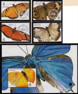 TURKS & CAICOS  Papillons (Yvert  N° 962/65 + BF 110 ) ** MNH Perforate - Mariposas