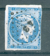 GRECE ; GREECE ;1870 ; Y&T N° 32 ; Lot : Bleu Ciel Clair Et Taches Blanches ; Oblitéré - Gebruikt