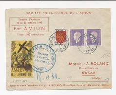 LETTRE DE LA SEMAINE DE L'AVIATION AERO CLUB DE L'OUEST ANGERS AVEC VIGNETTE     DULAC 1945 COVER - 1960-.... Brieven & Documenten