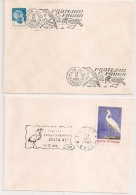 2 Enveloppes Oiseaux De Roumanie Romana. Flammes Dont PROTEJANI FAUNA. - Mechanical Postmarks (Advertisement)