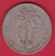 Congo Belge - 1 Franc 1925 - 1910-1934: Albert I.