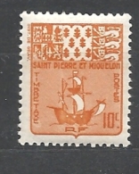 ST. PIERRE & MIQUELON  1938 TAXES ARMS  YVERT #67 - Nuevos