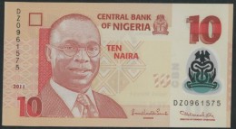 NIGERIA Banknote 10 Ten NAIRA 2011 UNC P#39r - Series DZ - Replacement POLYMER Note - Nigeria