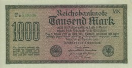 GERMANY 1000 MARK 1922 P-76h AU/UNC PALE GREEN PAPER S/N 539536 [ DER076f ] - 1000 Mark