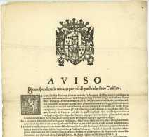 PIACENZA 1648 Aviso Di Non Spendere Le Monete Per Piu Di Quello Che Sono Tarffate - Historical Documents