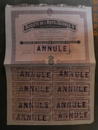 1927 - ACTION DE 500 FRANCS - SOCIETE DE L'HOTEL GEORGE V - ANNULE - Turismo