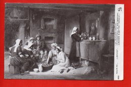 Tableau - Peintre - J. Brunet - Un Déjeuner Breton - Malerei & Gemälde