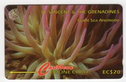 SAINT VINCENT Et GRENADINES REF MVCARDS STV-142C CABLE & WIRELESS 20$ GIANT SEA ANEMONE - St. Vincent & The Grenadines