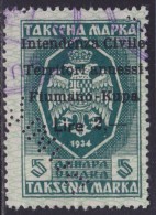 5367. Italy Fiume Revenue Stamp R(lire 2) - Fiume & Kupa