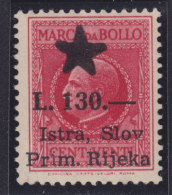 5379. Italy Slovenia Fiume Rijeka Revenue Stamp (L. 130) - Fiume & Kupa