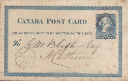 Canada Postal Stationery Ganzsache Entier 1c. Victoria "Killer" Cancel ST. CATHRINE´s 1878 (2 Scans) - 1860-1899 Regering Van Victoria