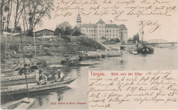 AK Torgau Blick Elbe Schloss Hartenfels Brücke Hafen Schiff Schlepper Lastkahn Fähre Bei Belgern Mockrehna Werdau Grimma - Torgau