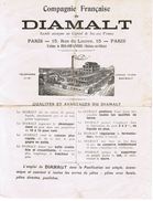 COMPAGNIE FRANCAISE DU DIAMALT PARIS 15 RUE DU LOUVRE USINE A RIS-ORANGIS SEINE-ET-OISE - 1900 – 1949