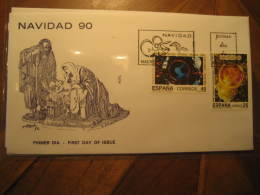 Delcampe - 1990 Edifil 3084/5 Christmas Navidad Religion Poema Cosmico Cosmic Poem Space Spatial SPD FDC Spain - FDC