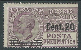 1924-25 REGNO POSTA PNEUMATICA SOPRASTAMPATO 20 SU 15 CENT MH * - CZ15-7 - Pneumatische Post