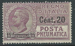 1924-25 REGNO POSTA PNEUMATICA SOPRASTAMPATO 20 SU 15 CENT MNH ** - CZ15-2 - Poste Pneumatique