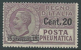 1924-25 REGNO POSTA PNEUMATICA SOPRASTAMPATO 20 SU 15 CENT MNH ** - CZ15-4 - Rohrpost