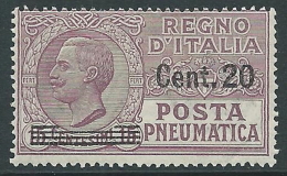 1924-25 REGNO POSTA PNEUMATICA SOPRASTAMPATO 20 SU 15 CENT MNH ** - CZ15-5 - Pneumatic Mail