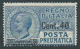 1924-25 REGNO POSTA PNEUMATICA SOPRASTAMPATO 40 SU 30 CENT MNH ** - CZ15-5 - Pneumatic Mail