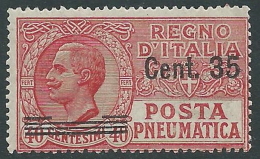 1927 REGNO POSTA PNEUMATICA SOPRASTAMPATO 35 SU 40 CENT MNH ** - CZ15-8 - Poste Pneumatique