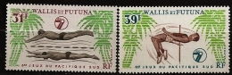 Wallis & Futuna 1979 N° 243 / 4 ** Sport, Jeux Du Pacifique-Sud, Natation, Nage, Athlétisme, Saut En Hauteur, Palmier - Nuevos