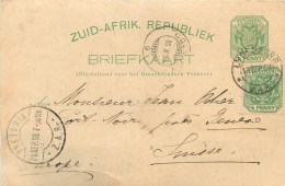 AFRIQUE DU SUD - NOUVELLE REPUBLIQUE - ENTIER POSTAL1/2 PENNY VERT = TIMBRE 1/2 PENNY VERT - VOYAGE 1898 - PRETORIA - - Nueva República (1886-1887)