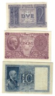 2 LIRE 1939 SUO + 5 LIRE 1944 SPL + 10 LIRE 1938 N.C. BB  LOTTO 1411 - Verzamelingen