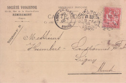 REMIREMONT SOCIETE VOSGIENNE Pour HUMBERT-LANTHONNET à LIGNY 19 7 1904 - Remiremont