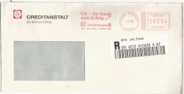 AUSTRIA CC CERTIFICADA LINZ DONAU FRANQUEO MECANICO CREDITANSTALT 2002 - Briefe U. Dokumente