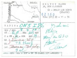 CARTE QSL FRANCE F6 BNQ, RADIO AMATEUR, BULLY LES MINES, PAS DE CALAIS 62 - Radio Amateur