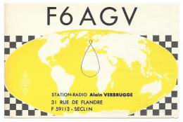 CARTE QSL FRANCE F6 AGV, RADIO AMATEUR, STATION RADIO SECLIN, NORD 59 - Radio Amateur