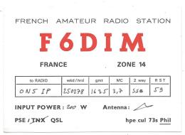 CARTE QSL FRANCE F6DIM, RADIO AMATEUR, FRENCH AMATEUR RADIO STATION, VERQUIN, PAS DE CALAIS 62 - Radio Amateur