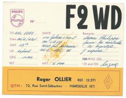 CARTE QSL FRANCE F2WD, RADIO AMATEUR, MARSEILLE ( 6e ), BOUCHES DU RHONE 13 - Radio Amateur