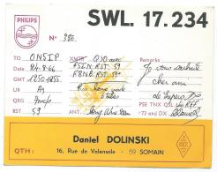 CARTE QSL FRANCE SWL. 17.234, RADIO AMATEUR, SOMAIN, NORD 59 - Radio Amateur