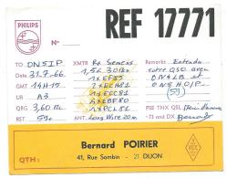 CARTE QSL FRANCE REF 17771, RADIO AMATEUR, DIJON, COTE D'OR 21 - Radio Amateur