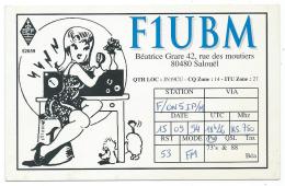 CARTE QSL FRANCE F1UBM, RADIO AMATEUR, SALOUEL, SOMME 80 - Radio Amateur