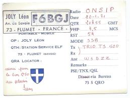 CARTE QSL FRANCE F6BGJ, RADIO AMATEUR, FLUMET, SAVOIE 73 - Radio Amateur