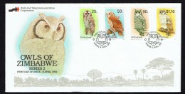 1993  Owls  -Complete Set On Single  Unaddressed  FDC - Zimbabwe (1980-...)