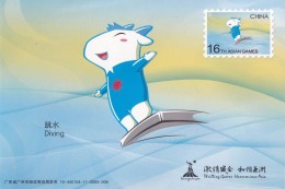 Diving - A Xiang, Mascot Of The 16th Asian Games 2010, Guangzhou Of China, Prepaid Card - Plongée