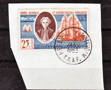 TAAF 18 Chevalier De Kerguelen Oblitéré Used St Paul Et Amsterdam 3 Janv 1963 Cachet Rond Sur Fragment Cote 30 - Usados