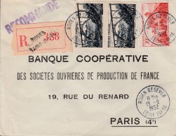 Recommandée De Rouen St Sever Yvert 841 A Comminges Et 928 Viaduc De Garabit Pour Paris - 1921-1960: Période Moderne