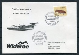 1981 Norway Wideroe First Flight Dash 7 Cover. Bodo - Mo I Rana - Cartas & Documentos