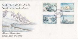 South Georgia 1989 Glacier Formations 4v FDC (F5779) - Géorgie Du Sud