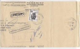 Devant De Lettre Partiel Du Portugal Pour Tours - NPAI, Retour à L'envoyeur - Taxée à 3 Frs - 1985 - 1960-.... Lettres & Documents